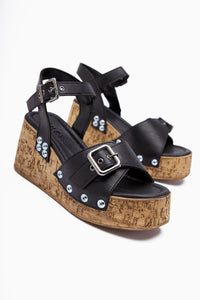 Jenni Black Screw Detail Platform Heel Women's Sandals