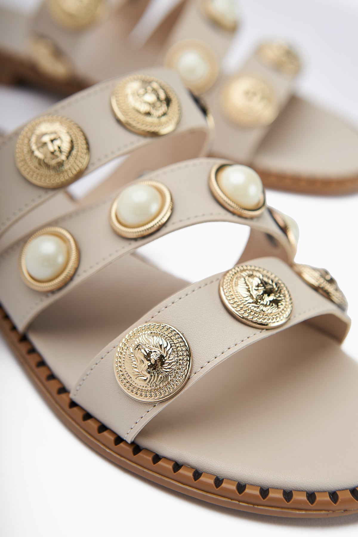 Renaz Nude Pearl Flat Women's Slipper