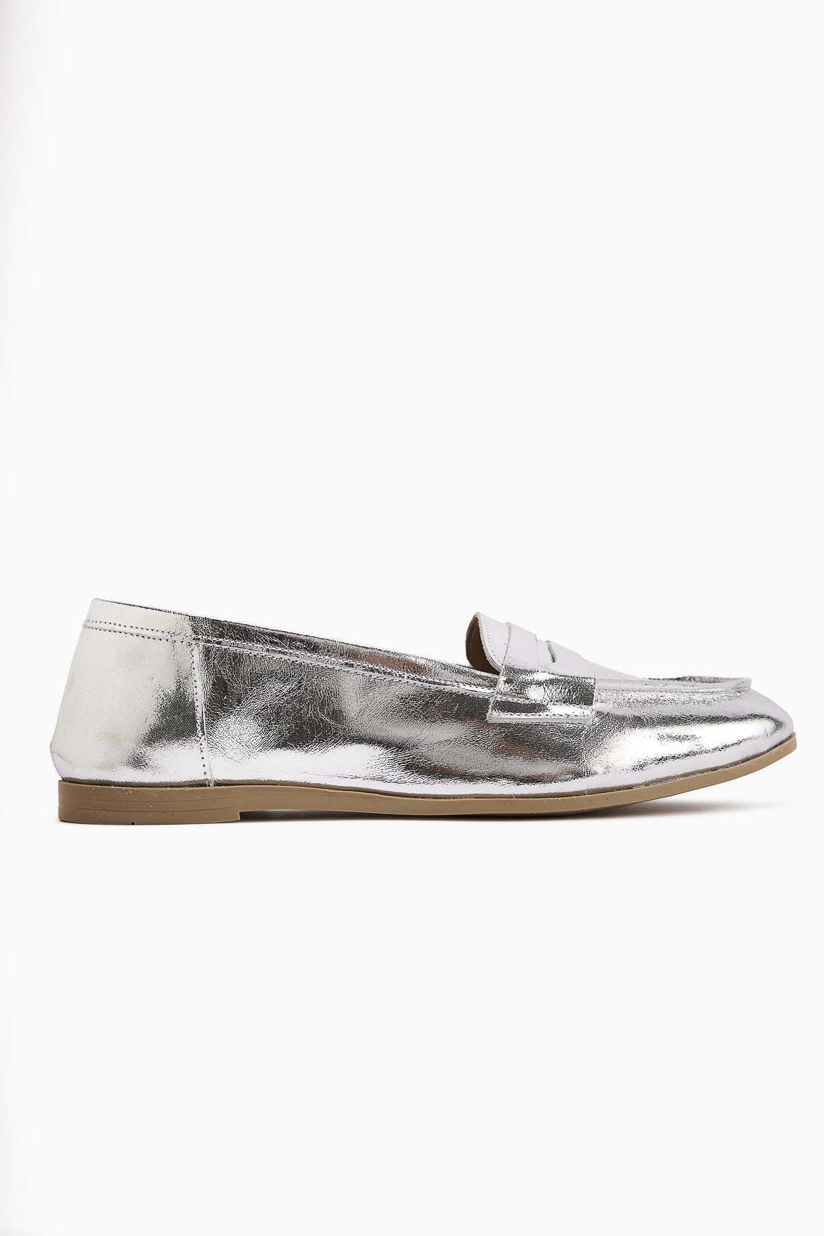 Solina – Genuine Leather Silver Patent Casual Loafer
