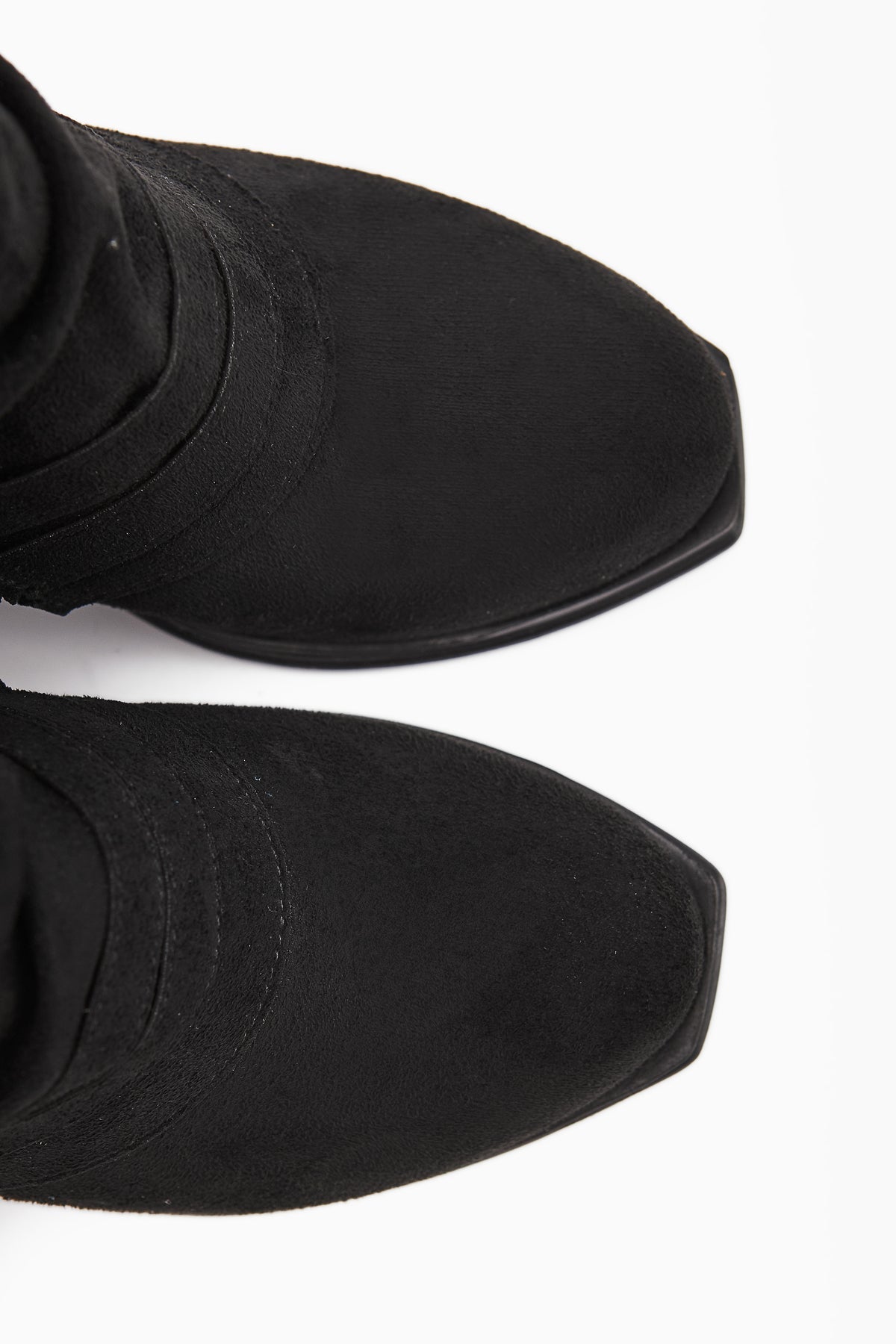 Elis Black Suede Buckled Women's Cowboy Western Boot