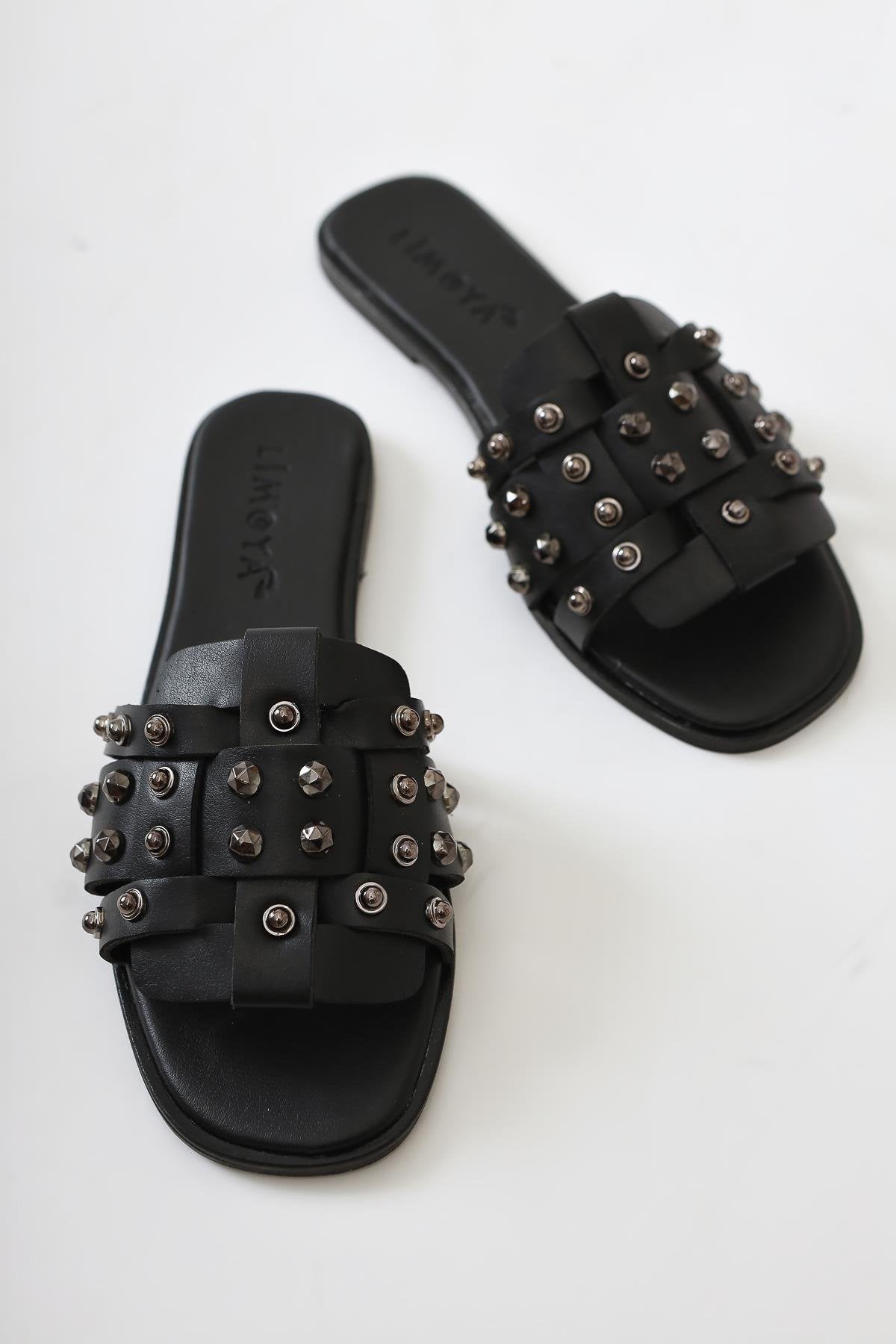 Aima Black Thin Strap Sandals