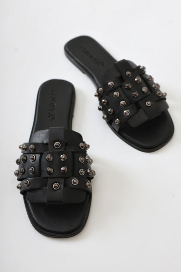 Aima Black Thin Strap Sandals