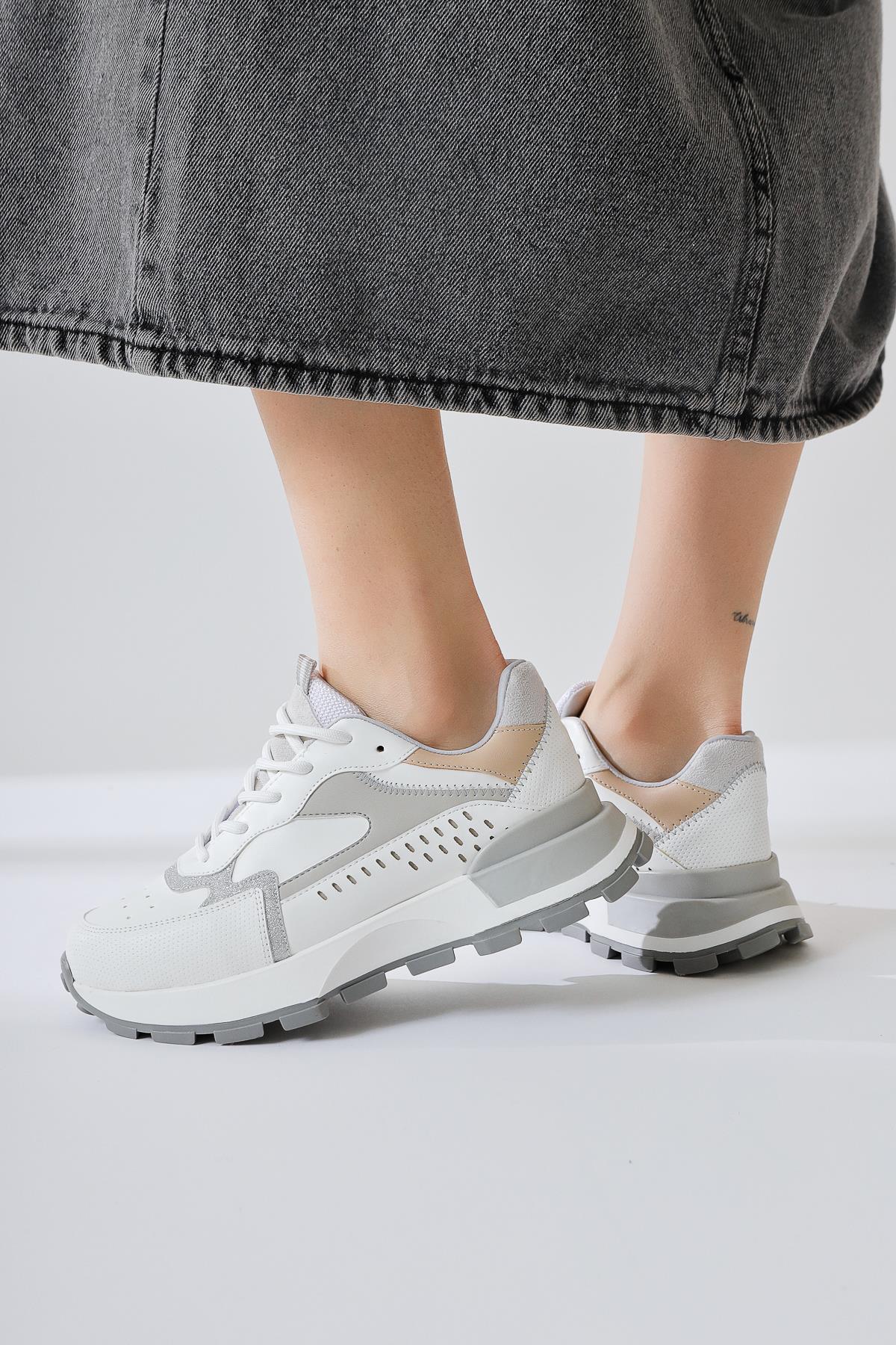 Sin White Lace-Up High-Sole Sneakers