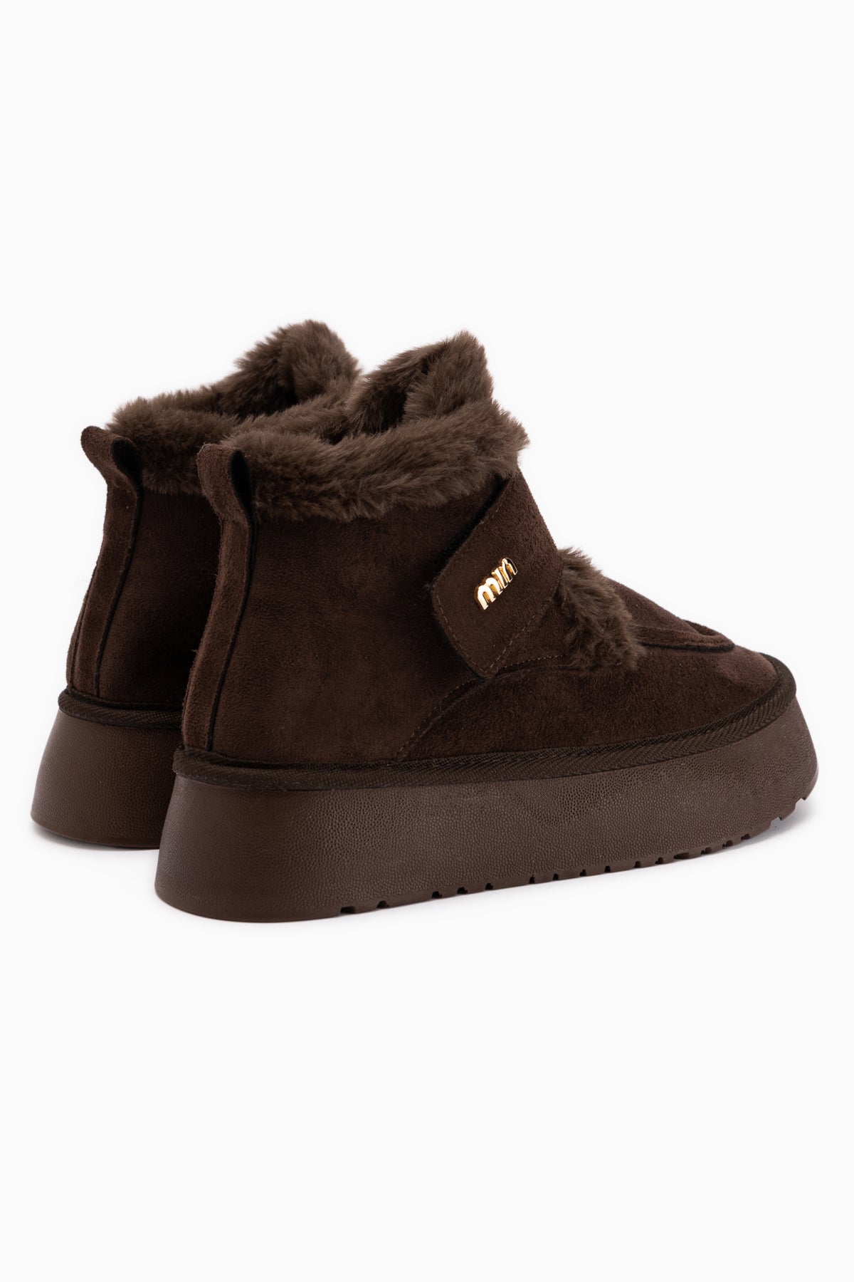 Celia Brown Suede Fur Thick Sole Women’s Boots