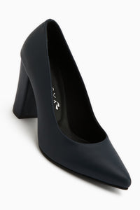 Emily Genuine Leather Navy Thick Heeled Women’s Shoes