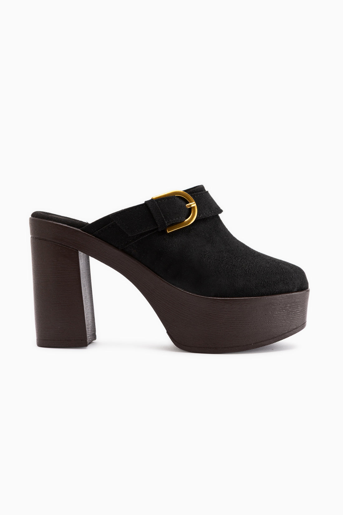 Annela Black Suede Platform Heeled Women’s Slippers