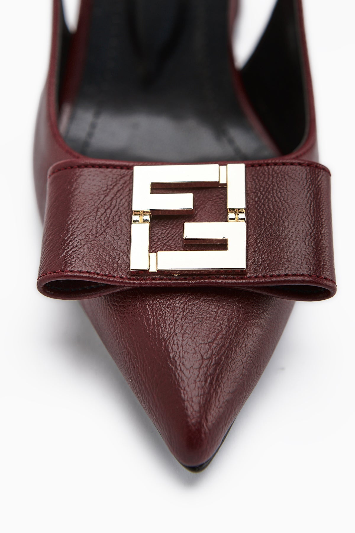 Yupin – Burgundy Metal-Detail Closed-Toe Heeled Shoe (Women)