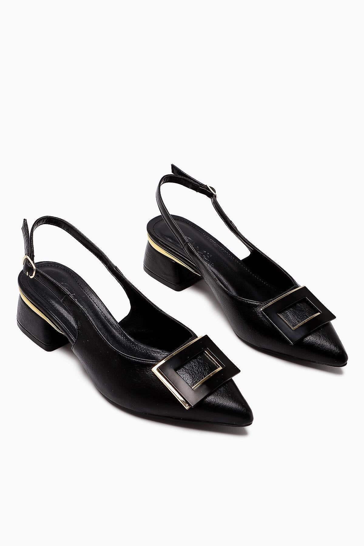 Tiana Black Buckled Heeled Women’s Shoes