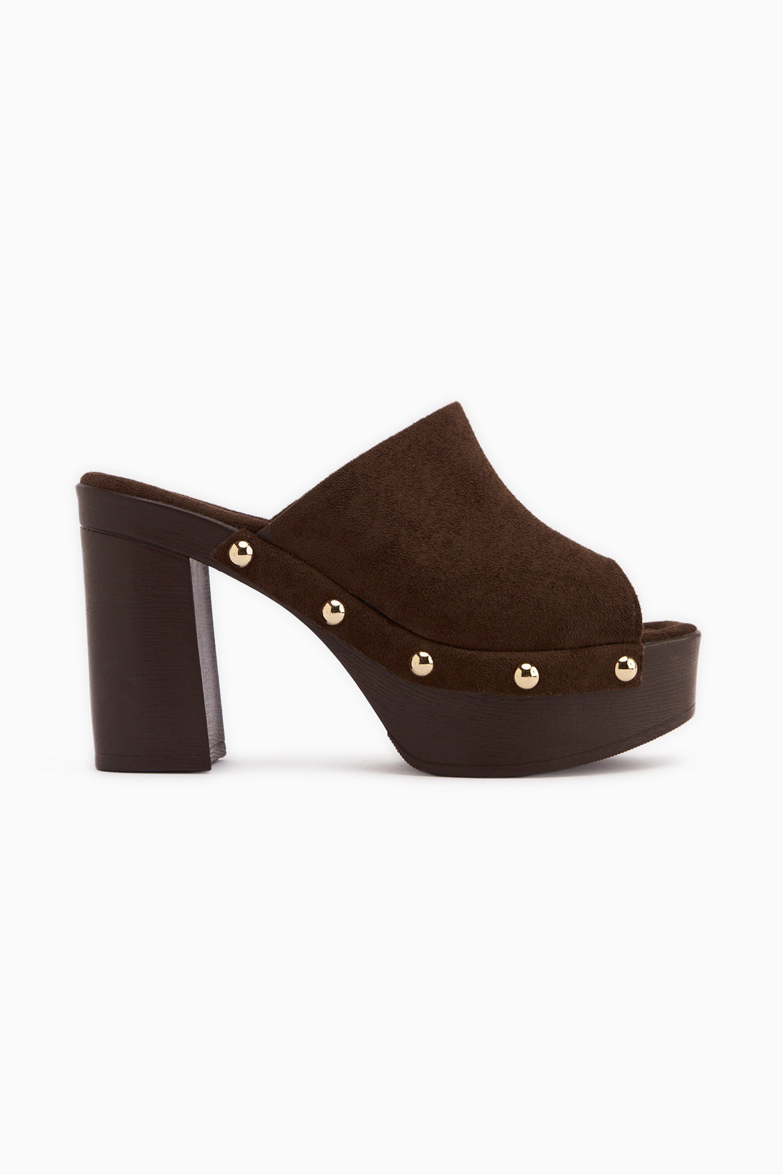 Gracia Brown Suede Platform Heeled Women’s Slippers
