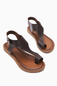 Laili Genuine Leather Coffee Thong Sandals