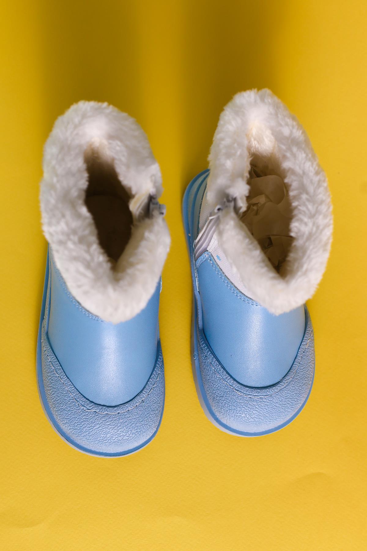 Hannah Blue Striped Character Print Fur-Lined Kids' Boots