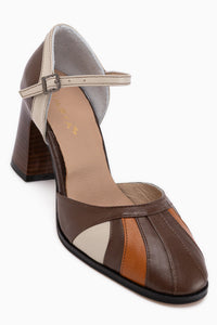 Hira Genuine Leather Brown Closed Toe Women’s Heeled Sandal