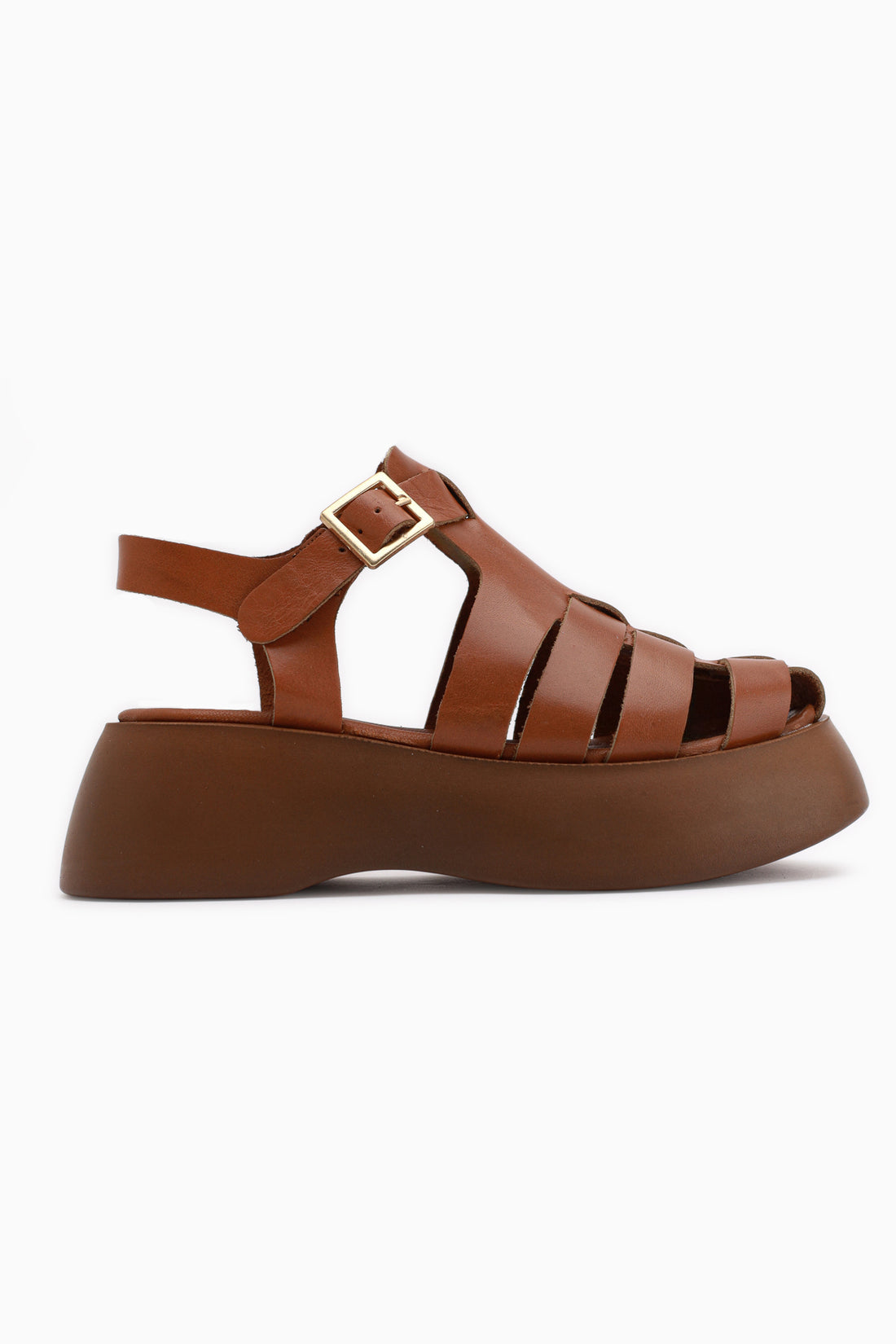 Genuine Leather Yonna Tan High Platform Women’s Sandal