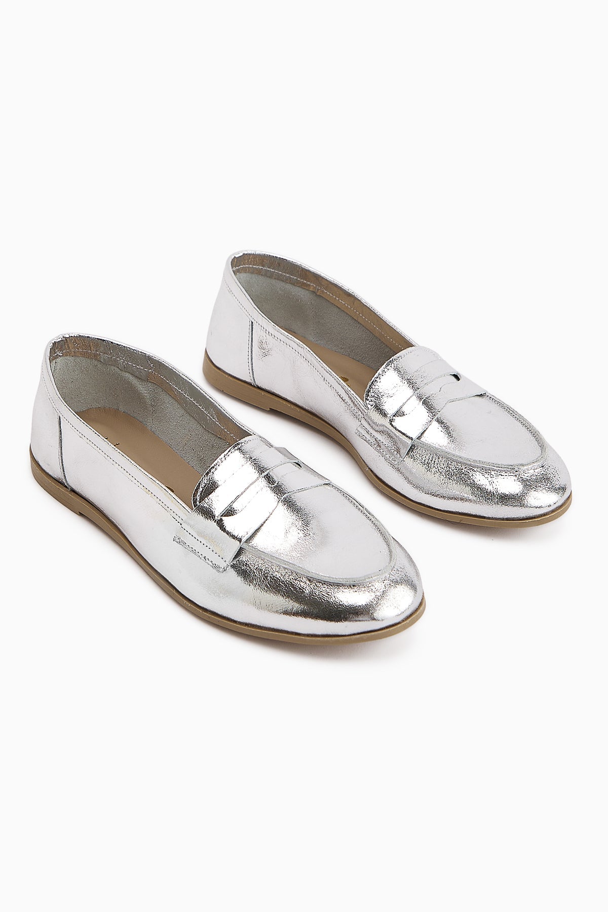 Solina – Genuine Leather Silver Patent Casual Loafer