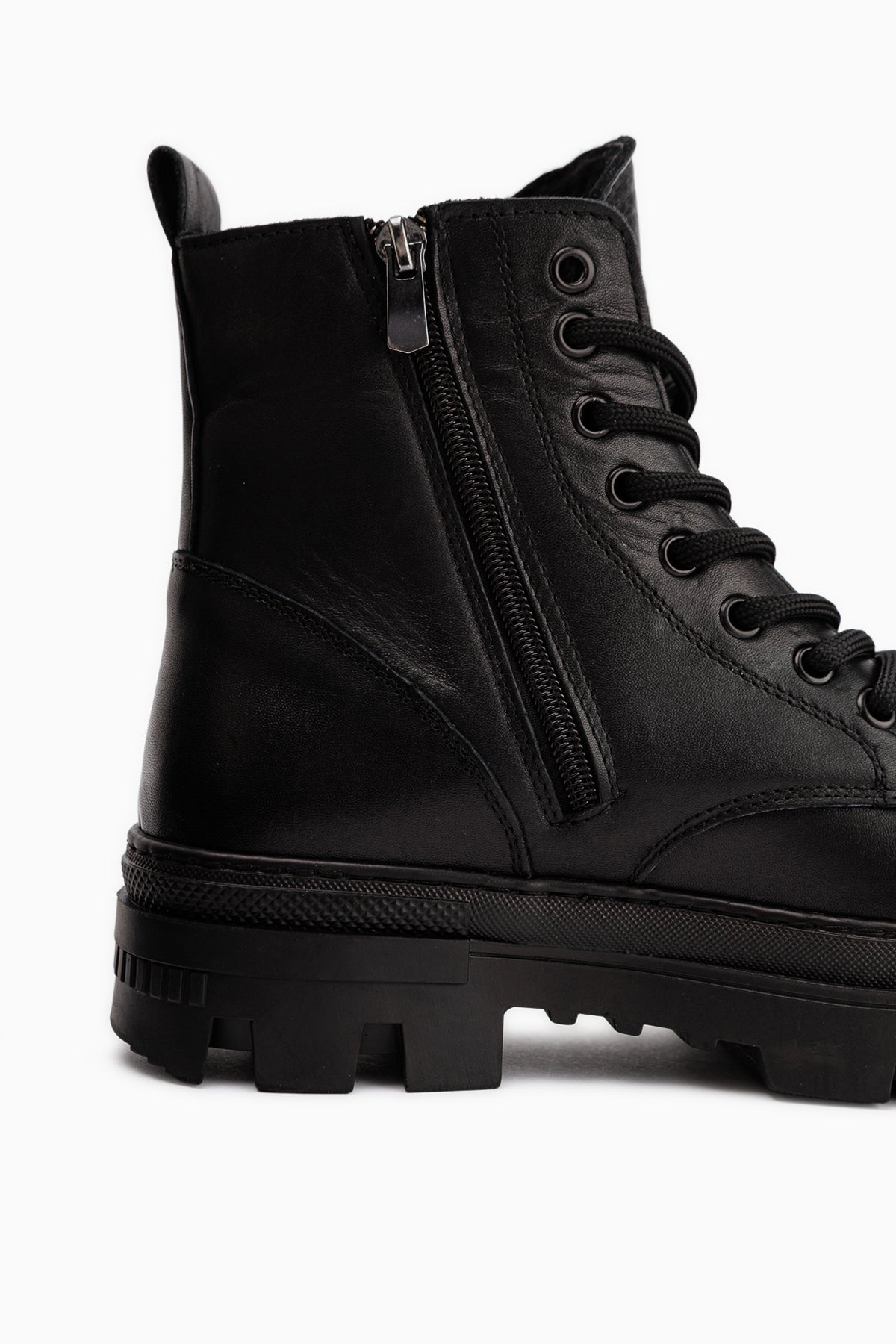 Moira Genuine Leather Black Lace-Up Women’s Boots