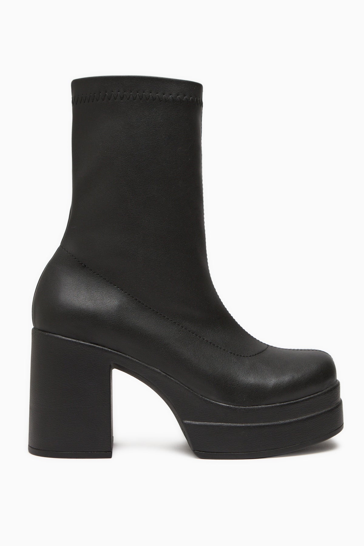 Bie Black Platform Heeled Women's Stretch Boot
