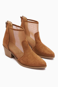 Mari Taba Suede Embroidered Chunky Heel Women's Western Summer Boot