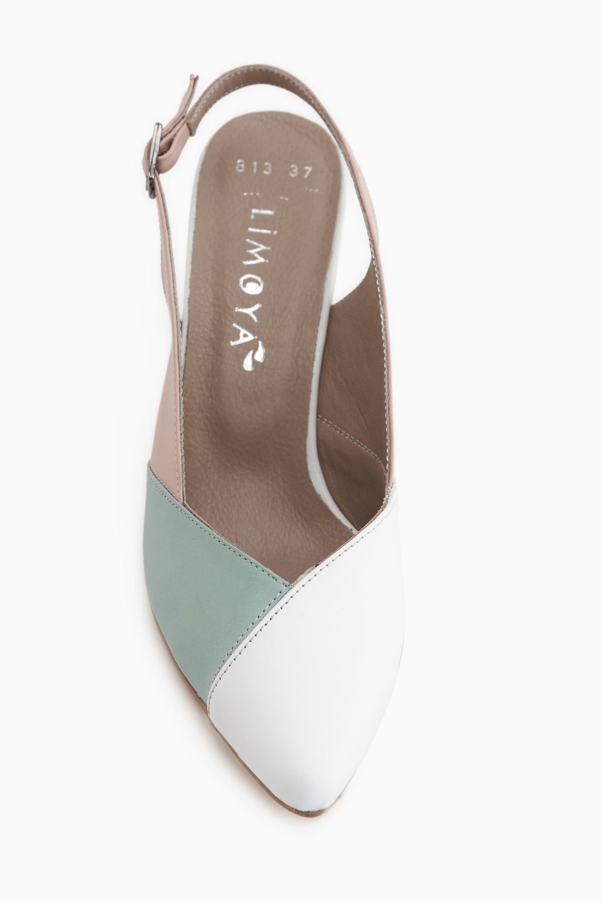 Brenda Genuine Leather White Green Women’s Heeled Sandal