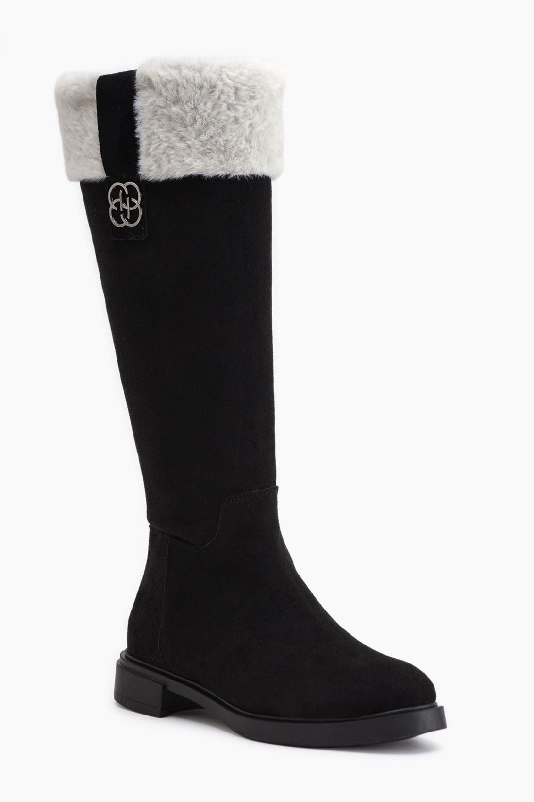 Marlena Black Suede Fur Detailed Women’s Boots