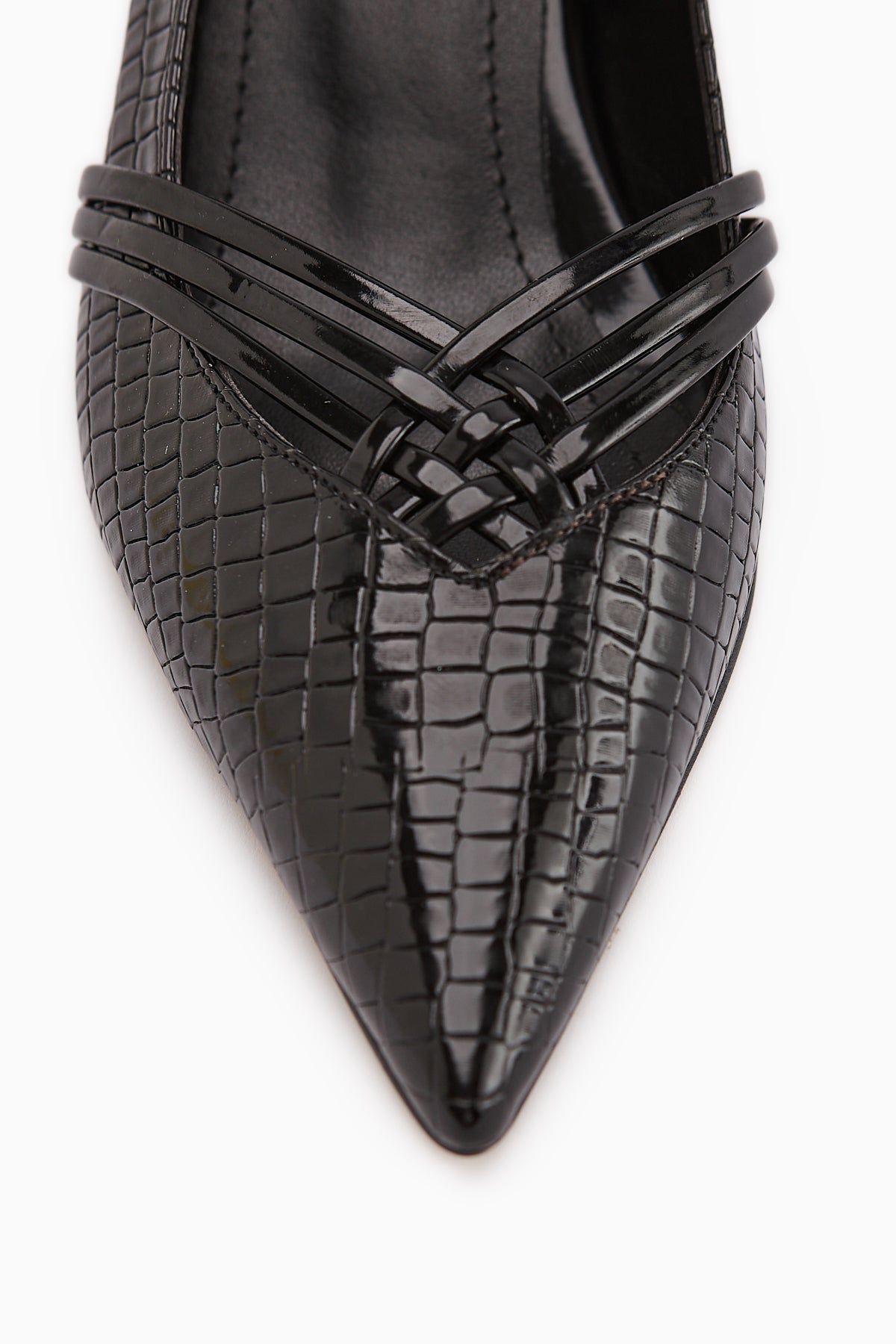 Riyam – Black Croc-Embossed Stiletto (Women)