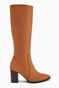 Vilda Genuine Leather Taba Pointed Toe Women's Boot