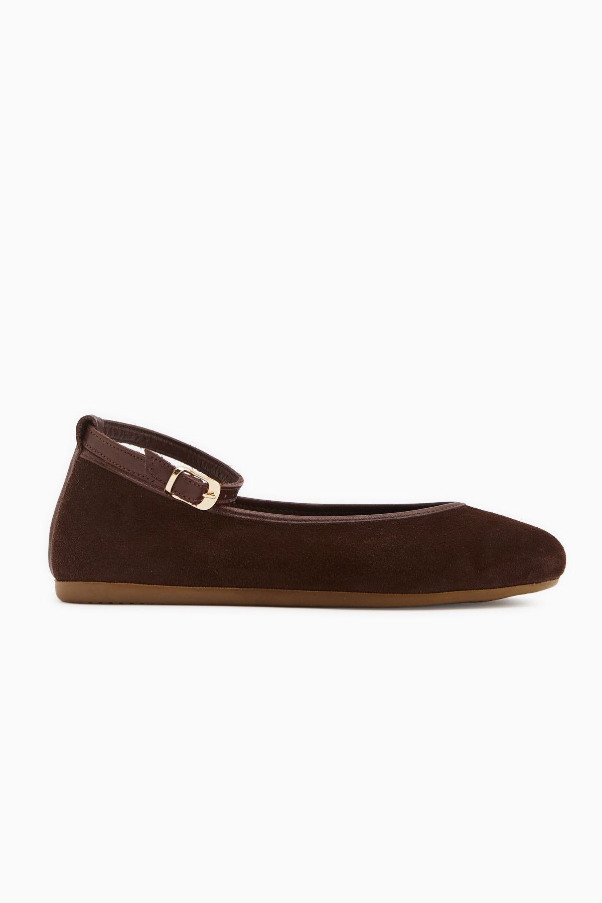 Genuine Leather Jenin Brown Suede Belted Women’s Ballet Flats