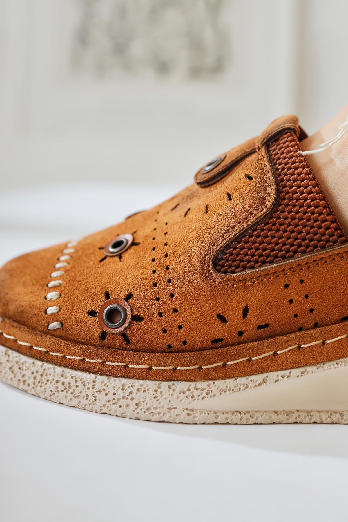 Bethina Taba Suede Flat with Rivet Details and Laser Cutouts