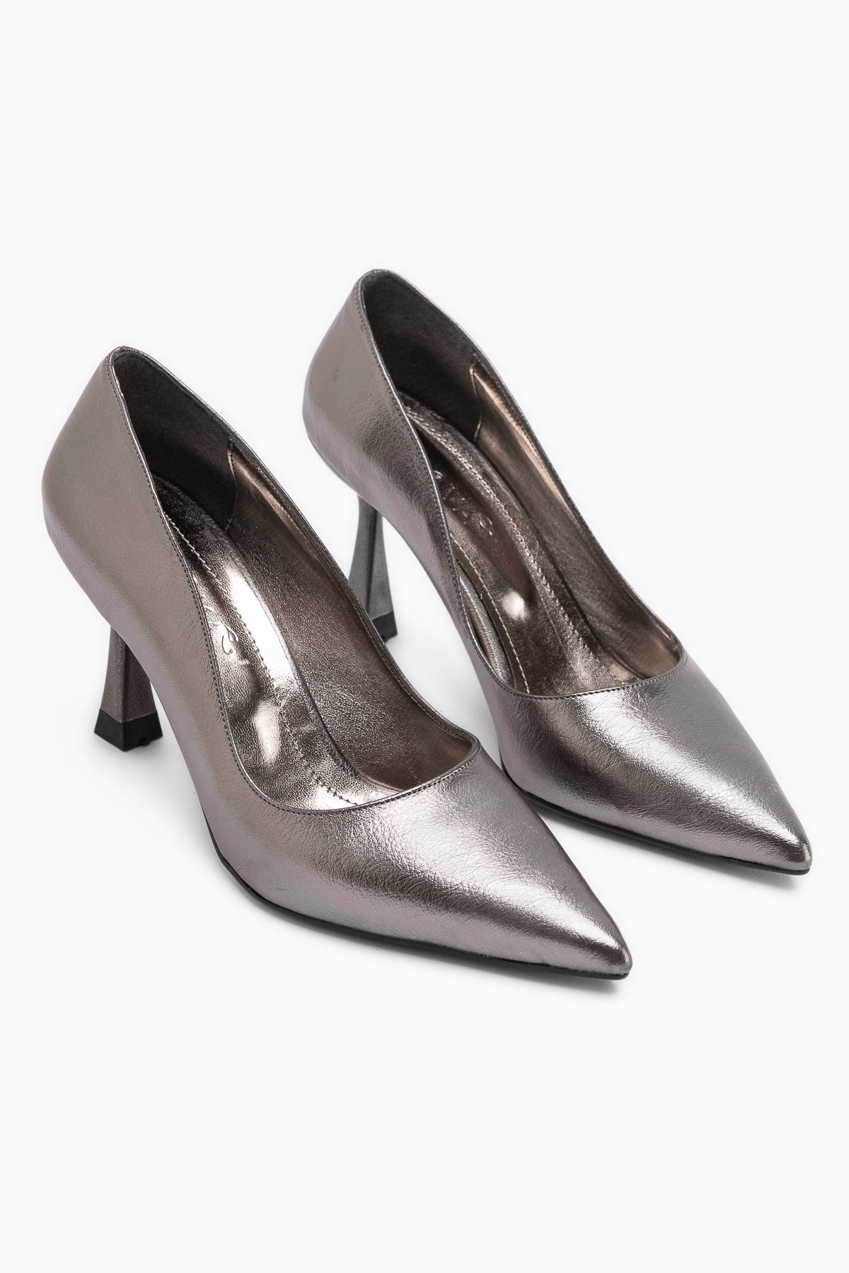 Celestine Platinum Crinkled Shiny Patent Pointed Toe Women’s Stiletto