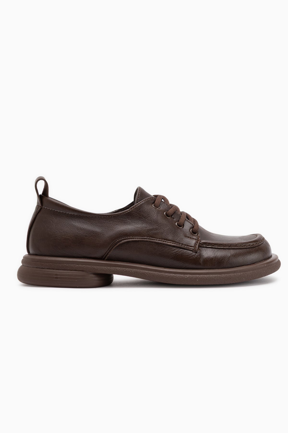 Ria Brown Thick Sole Lace-Up Women’s Loafer Shoes