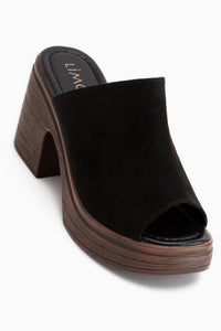 Mouna Black Suede Platform Heeled Women’s Slipper