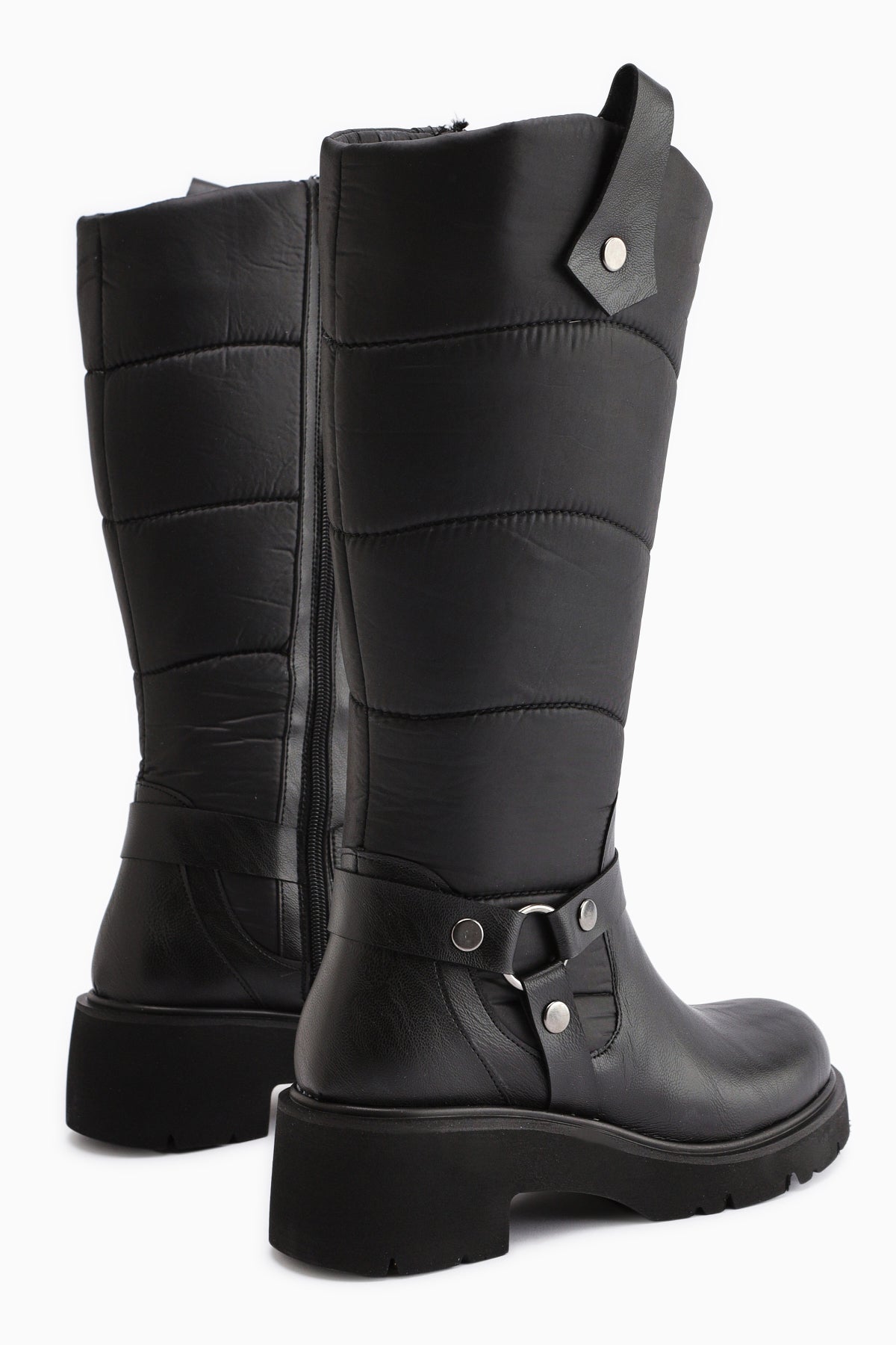 Katrin Black Metal Buckled Women's Biker Boot