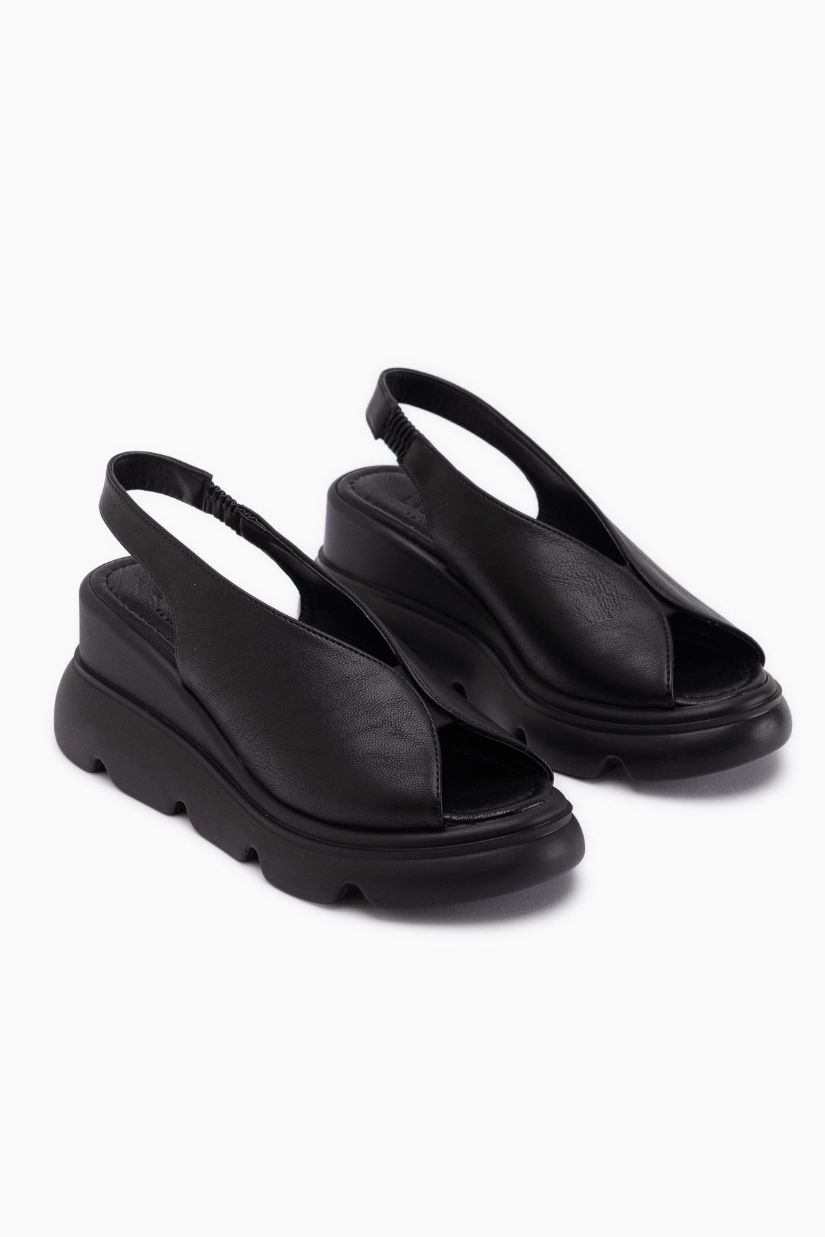 Tilda Black Elastic Platform Heeled Sandal