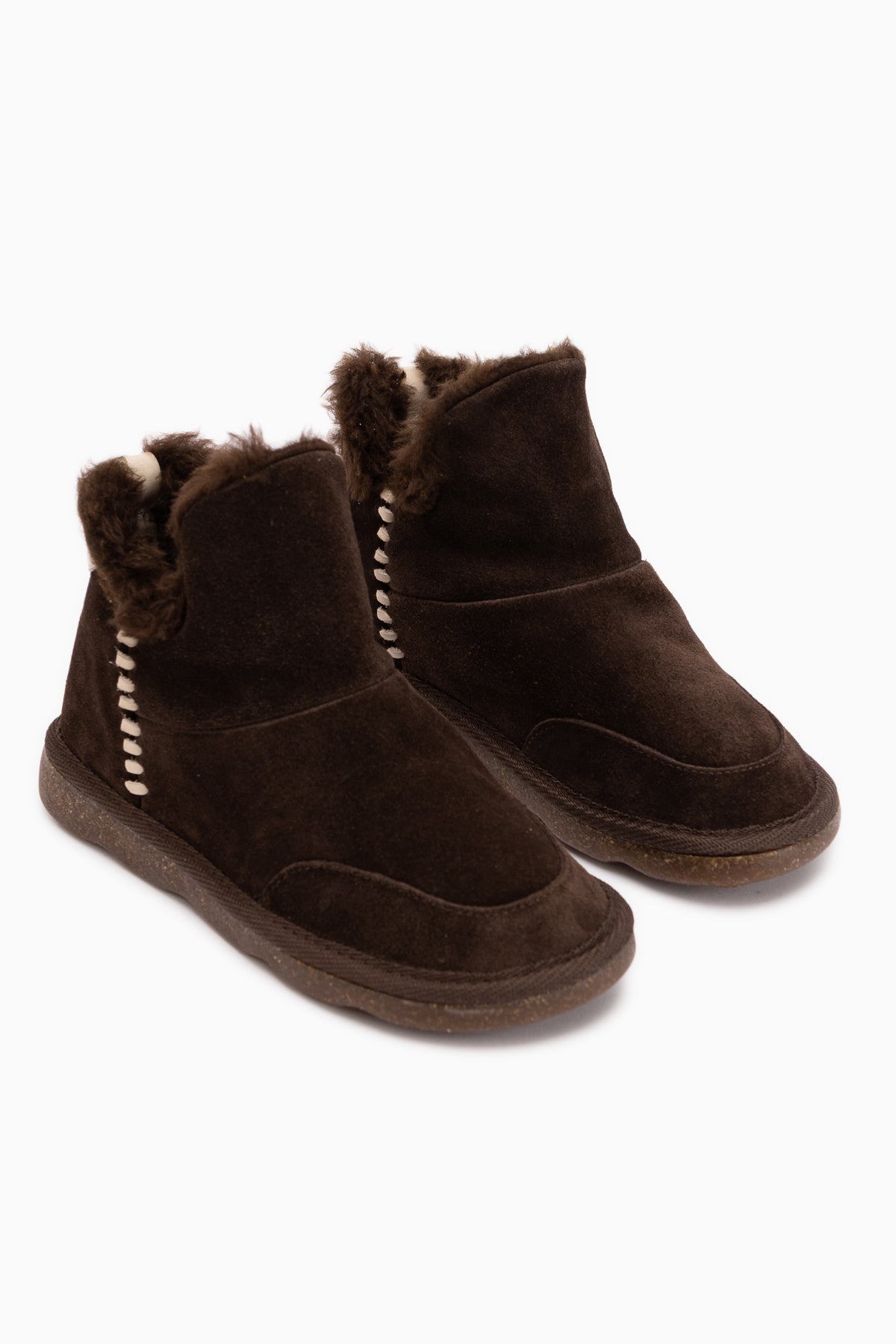 Lorrie Genuine Leather Brown Suede Fur Women’s Short Boots