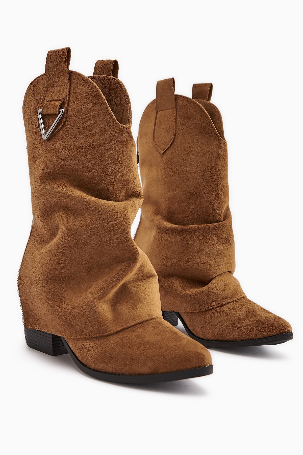 Peggy – Cognac Suede Heeled Western Knee-High Boot (Women)