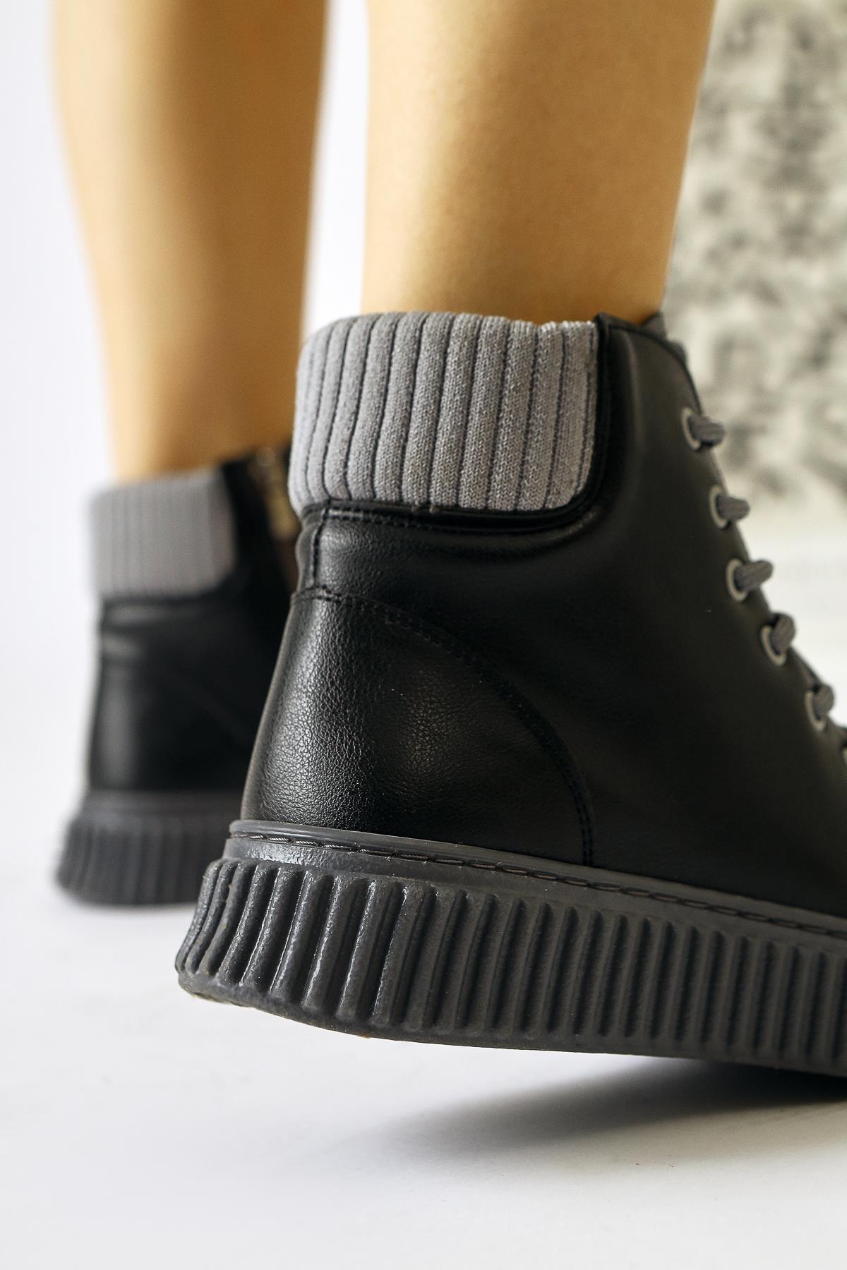 Carmel – Black Lace-Up Sport Boot (Women)