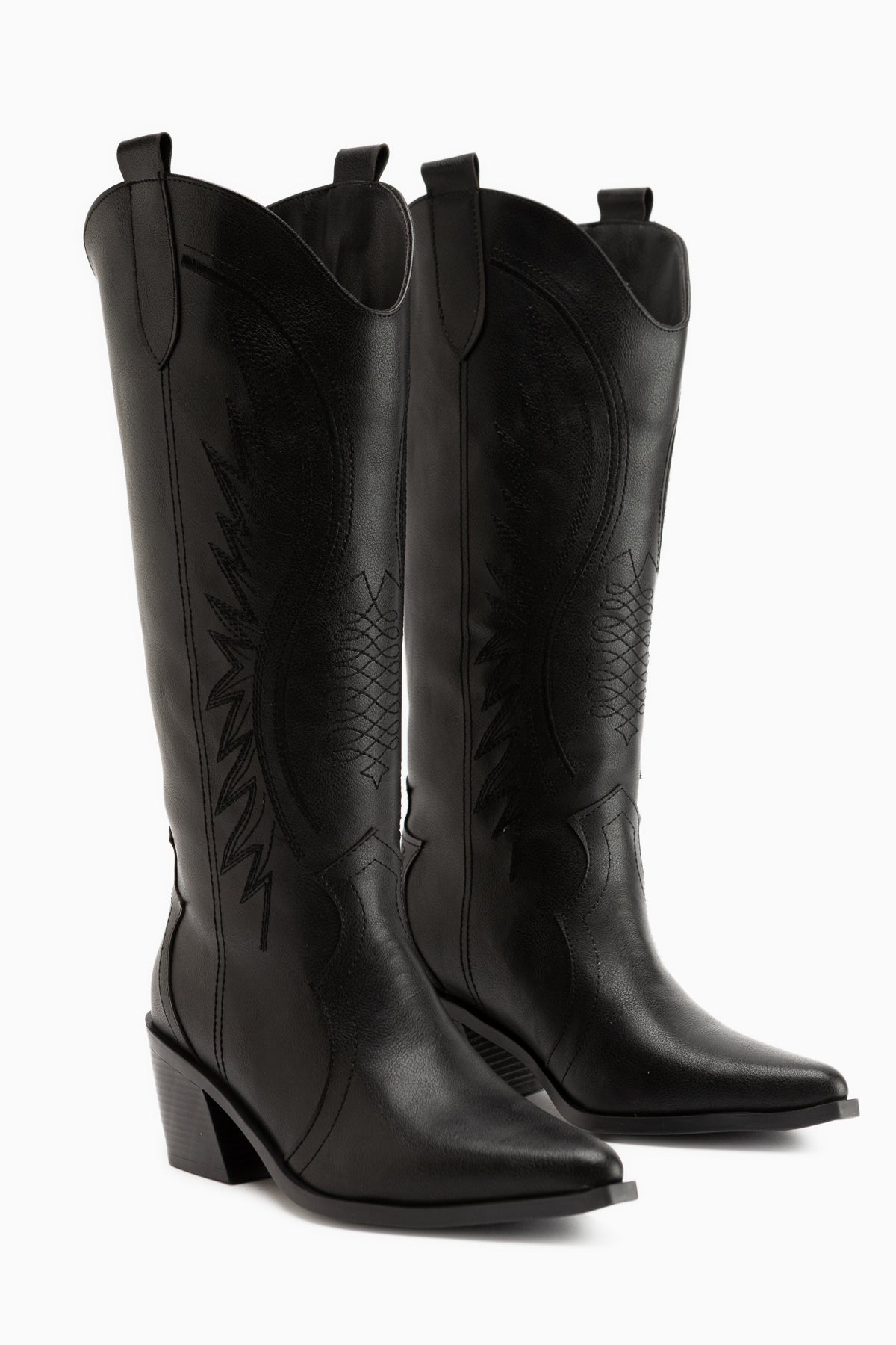 Hero Black Embroidered Cowboy Boots