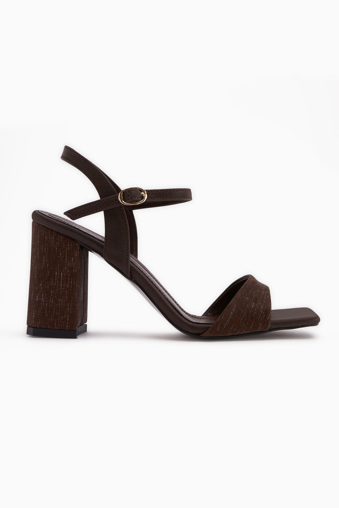 Janica Brown Buckled Ankle Thick Heeled Women’s Sandal