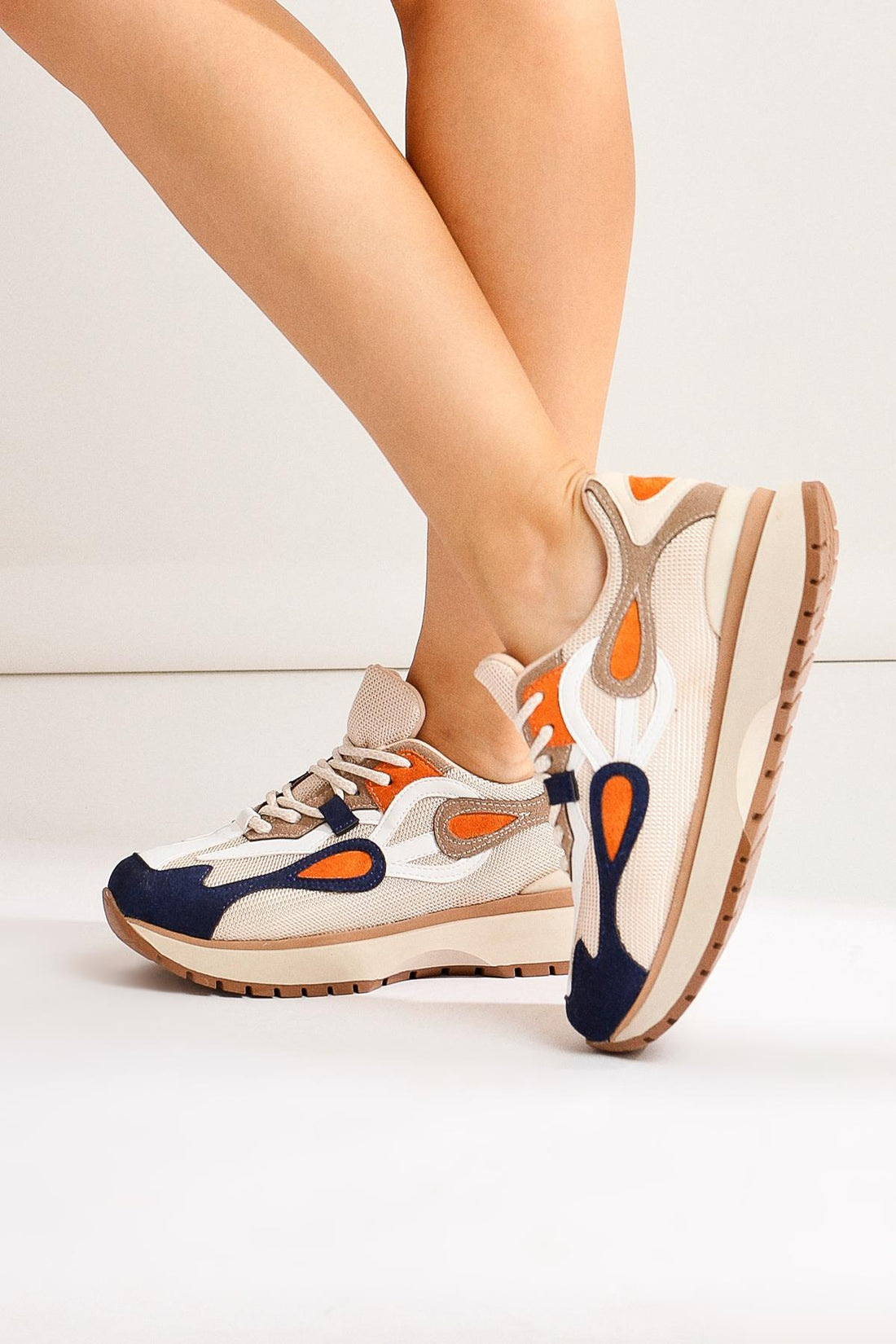 Gerdh Beige Knit-Suede Sport Shoes