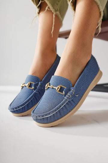 Tola – Denim Blue Buckle-Detail Casual Shoe (Women)