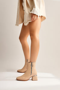 Deyana Beige Boot with Zipper Accessory