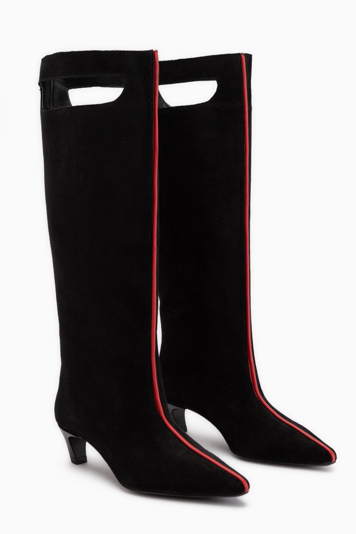 Gena Genuine Leather Black Suede Short Heeled Women’s Boots