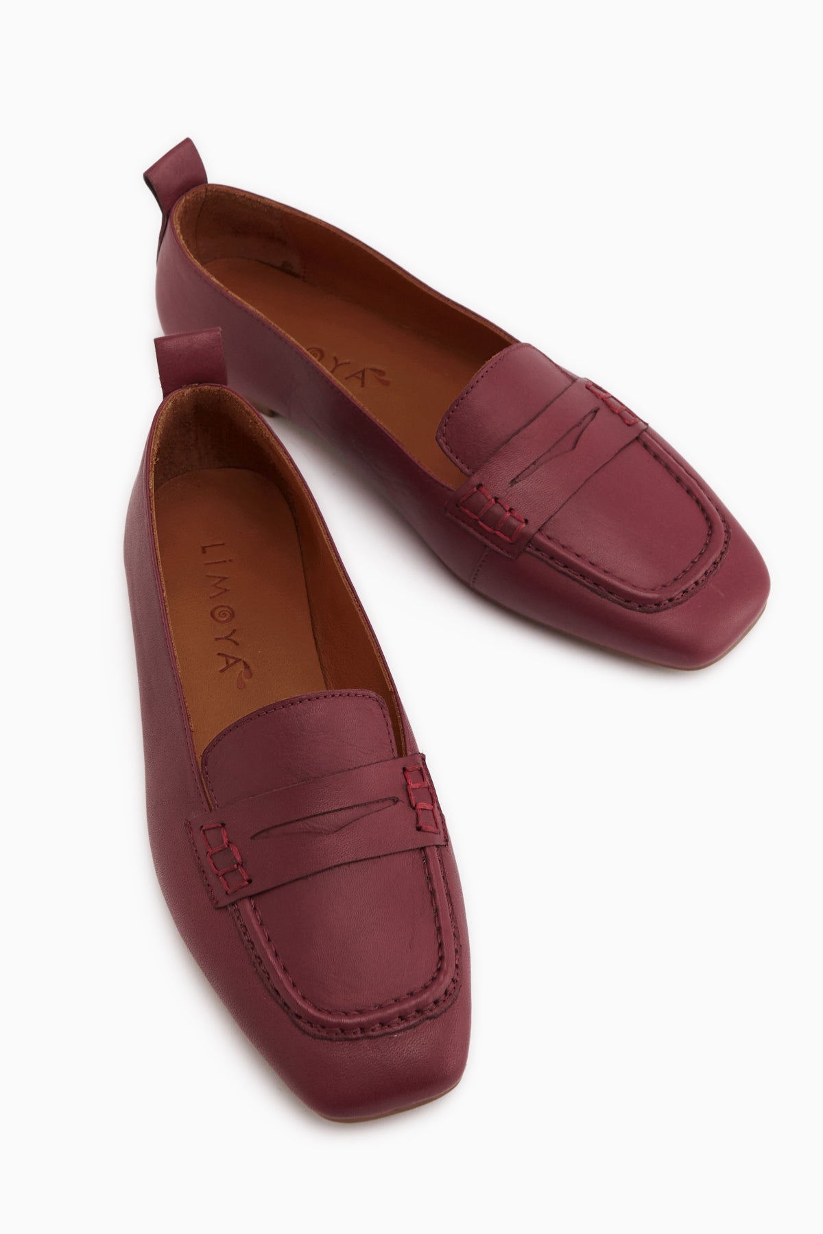 Novin Genuine Leather Burgundy Square Toe Women’s Ballet Flats