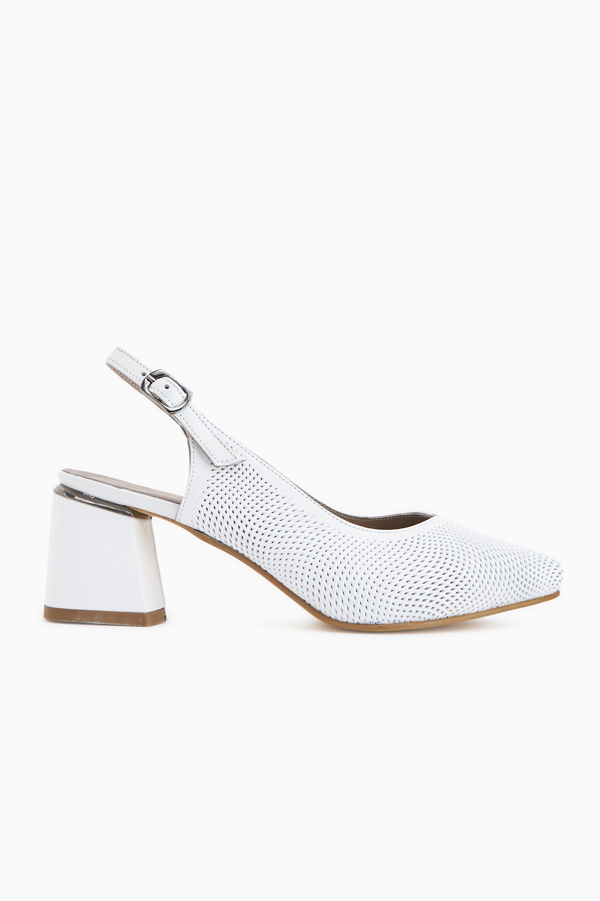 Ravina Genuine Leather White Women’s Heeled Shoes