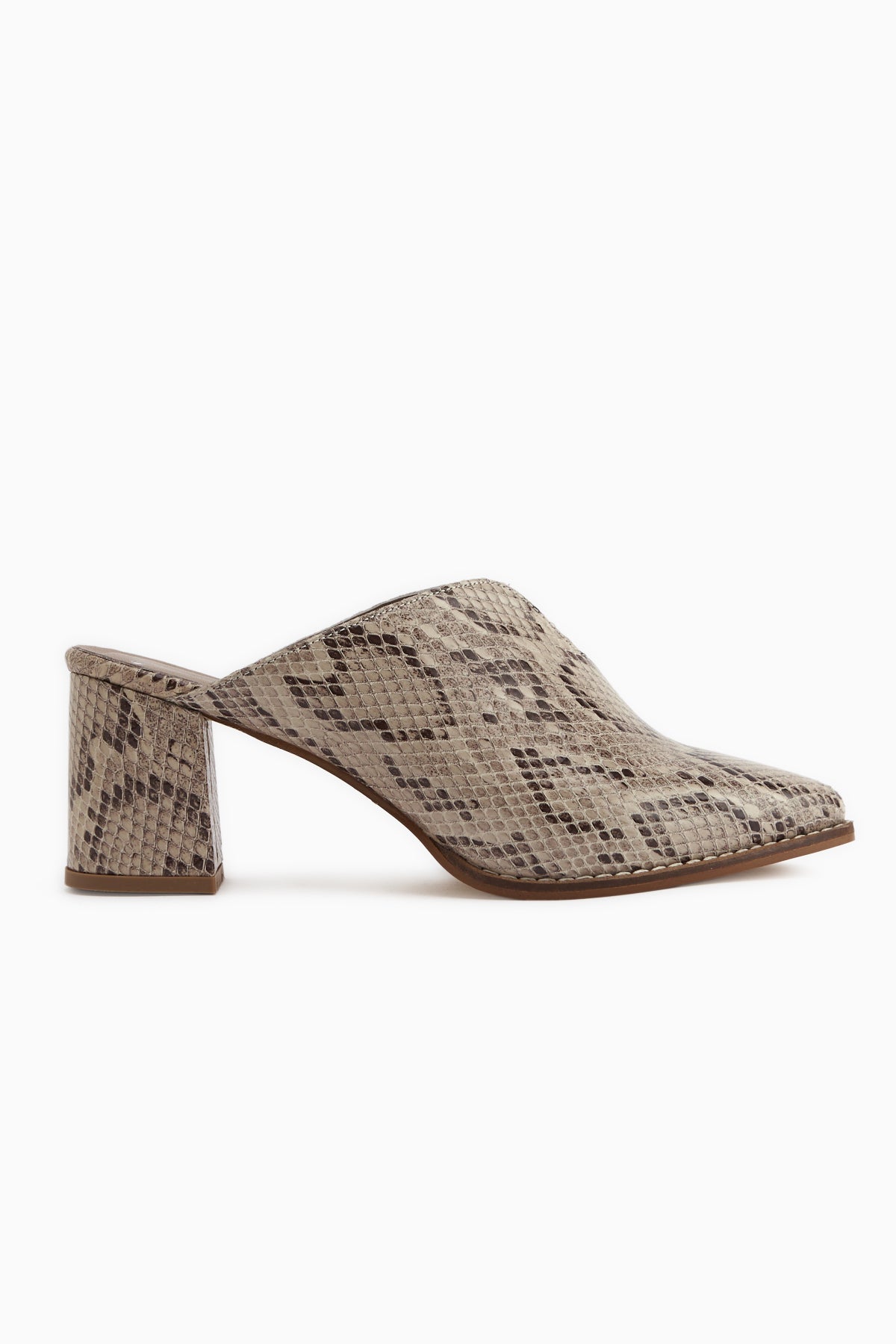 Rachel Genuine Leather Beige Snake Patterned Women’s Heeled Slippers