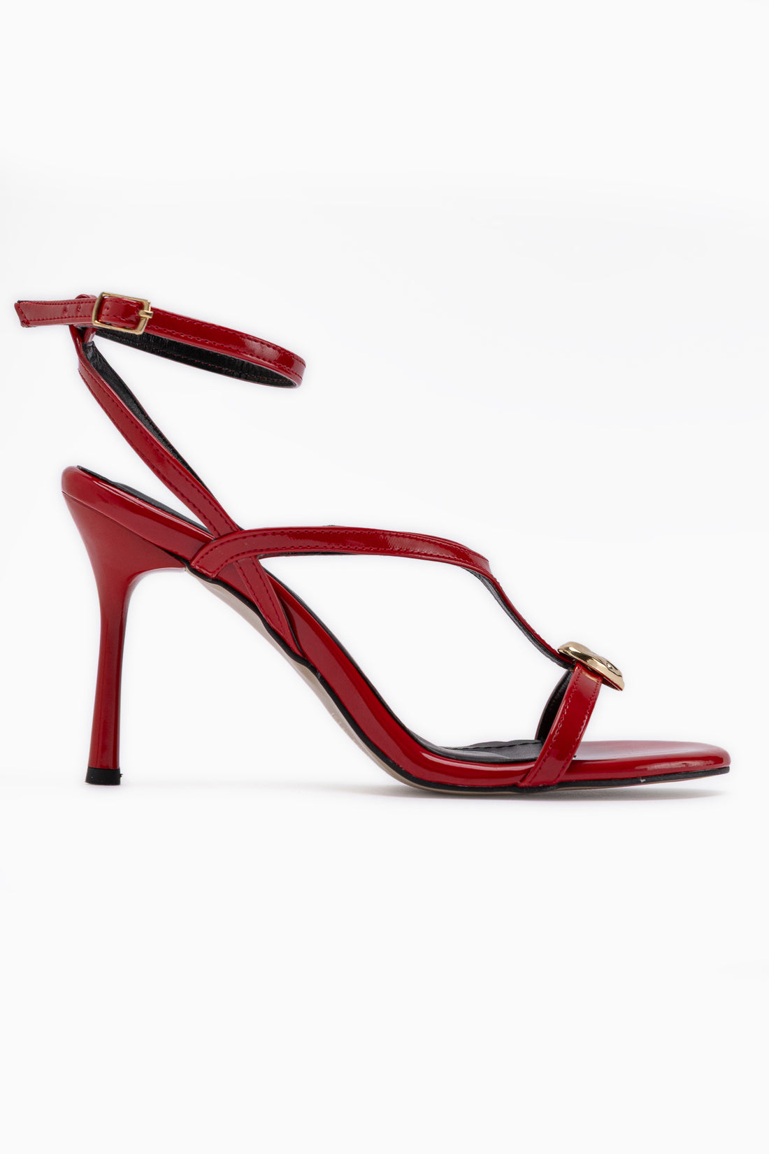 Sweta Red Ankle Strap Buckled Women’s Heeled Shoes