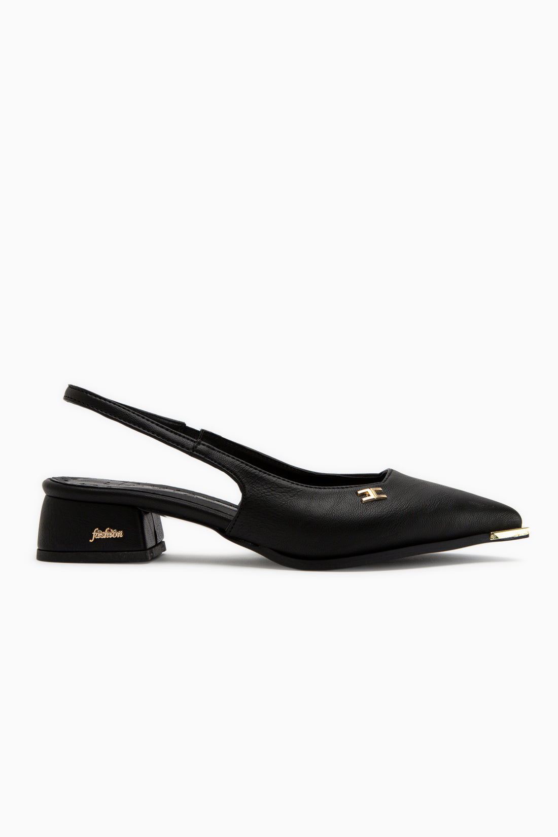 Norah Black Elastic Short Heeled Women’s Shoes