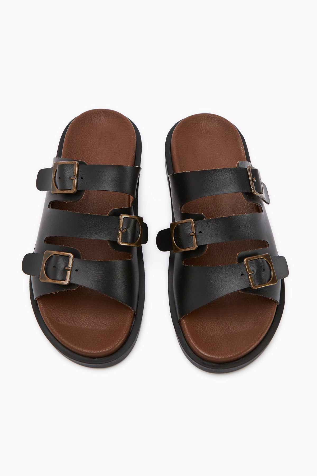 Cosima Black Three-Strap Women’s Slippers