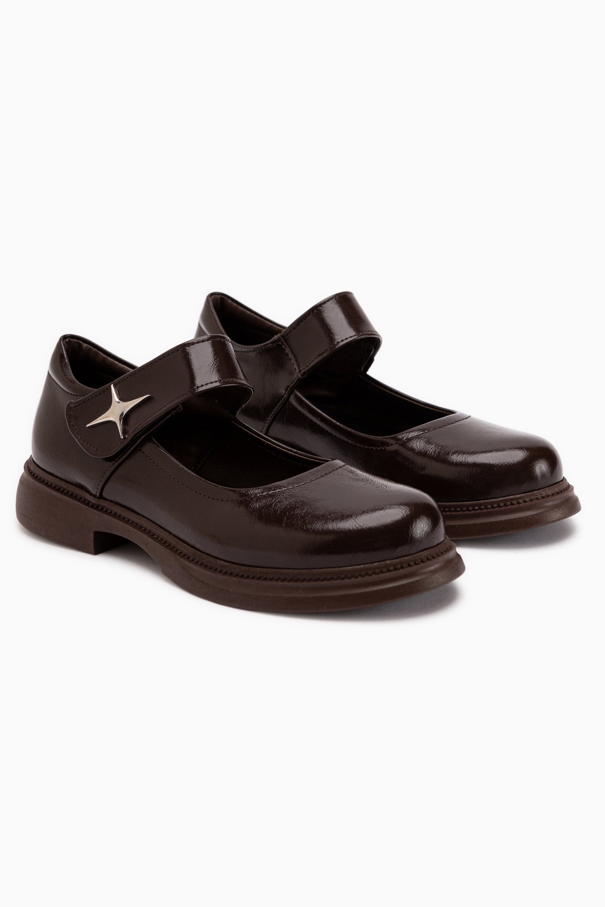 Rozalin Brown Strap Thick Sole Women’s Mary Jane Ballet Flats