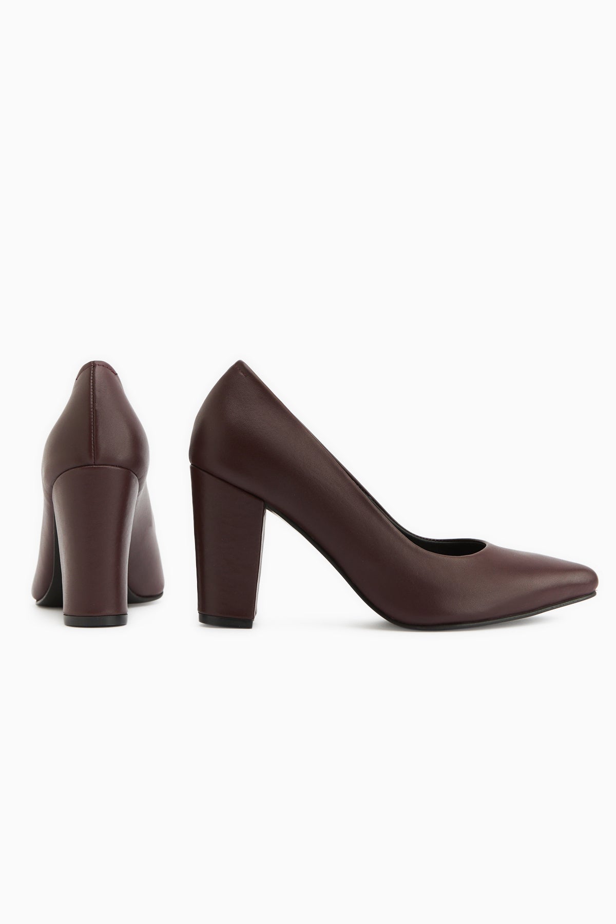 Emily Genuine Leather Burgundy Thick Heeled Women’s Shoes