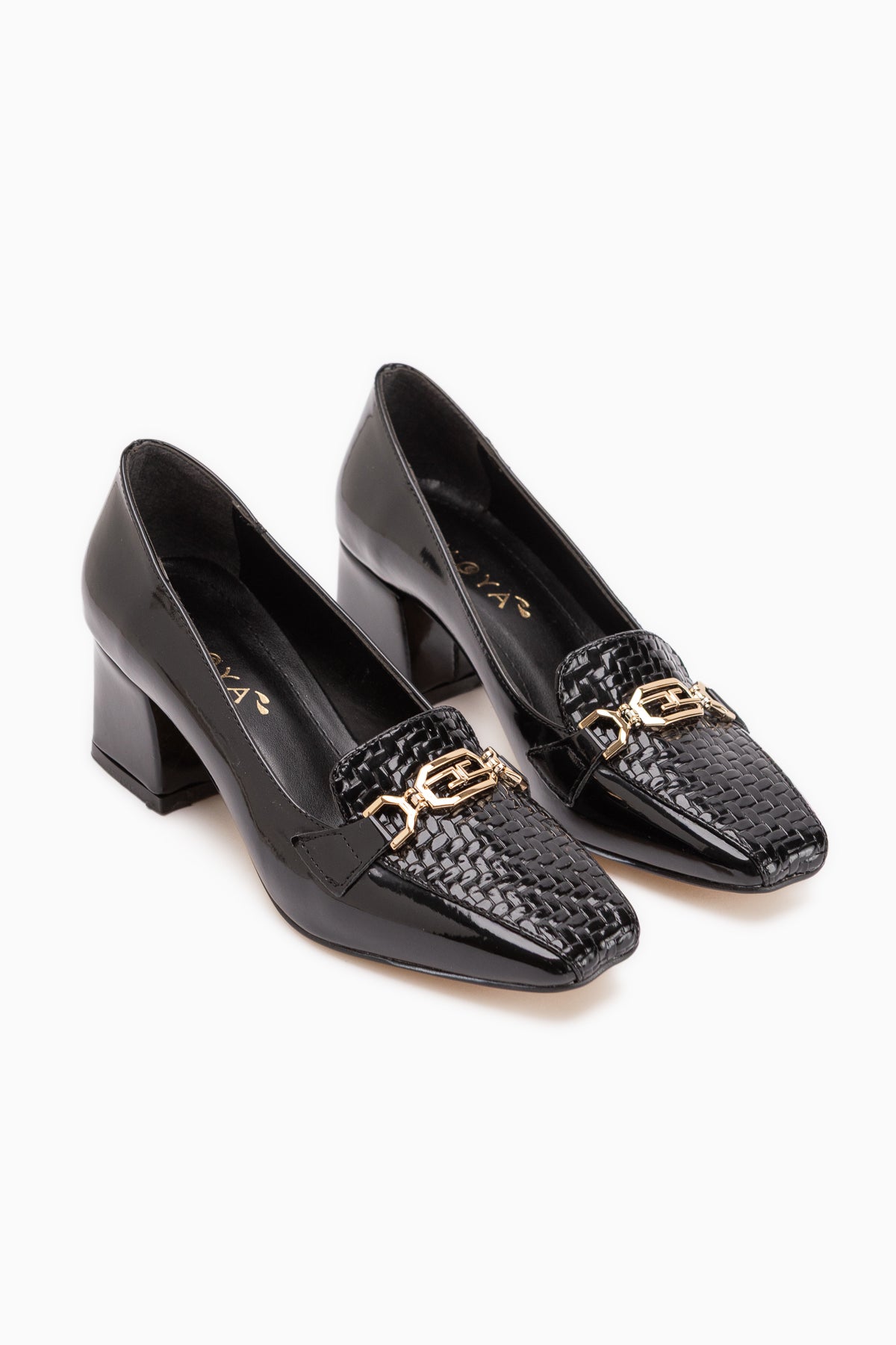 Marjan Black Patent Buckled Women’s Heeled Shoes